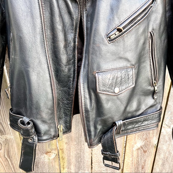 *UNIK | Biker Motorcycle Riding Leather Dark Brown Jacket Size 44 - Picture 8 of 16